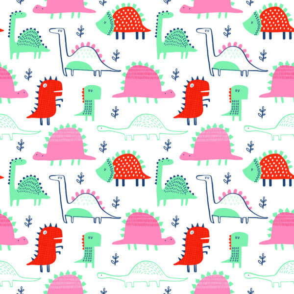 Tapeta Do Pokoju Dziecka Kolorowe Dinozaury Liście - obrazek 2