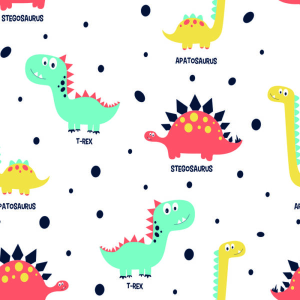 Tapeta Do Pokoju Dziecka Kolorowe Dinozaury Kropki