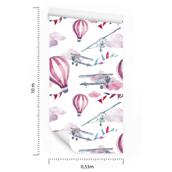 Tapeta Do Pokoju Dziecka, Kolorowe Balony Samoloty - obrazek 3