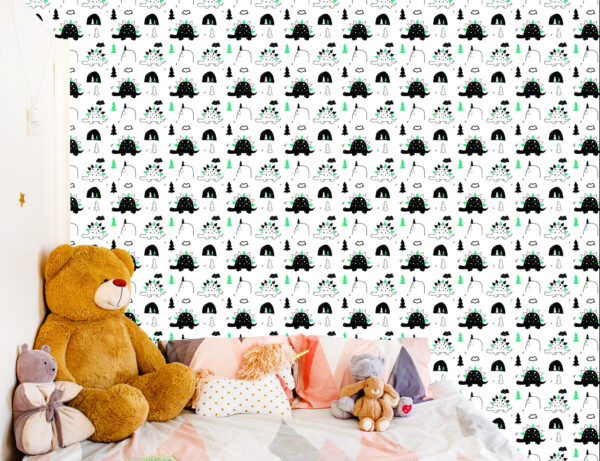 Tapeta Do Pokoju Dziecka Dinozaury, Drzewa, Chmury - obrazek 8