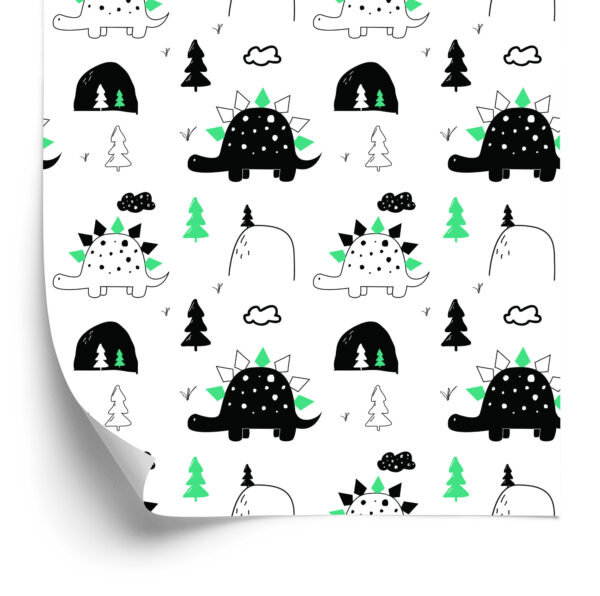 Tapeta Do Pokoju Dziecka Dinozaury, Drzewa, Chmury - obrazek 4