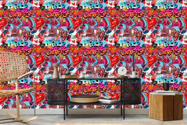 Tapeta Graffiti Z Odcieniami Czerwieni - obrazek 7