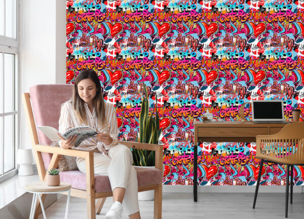 Tapeta Graffiti Z Odcieniami Czerwieni - obrazek 9