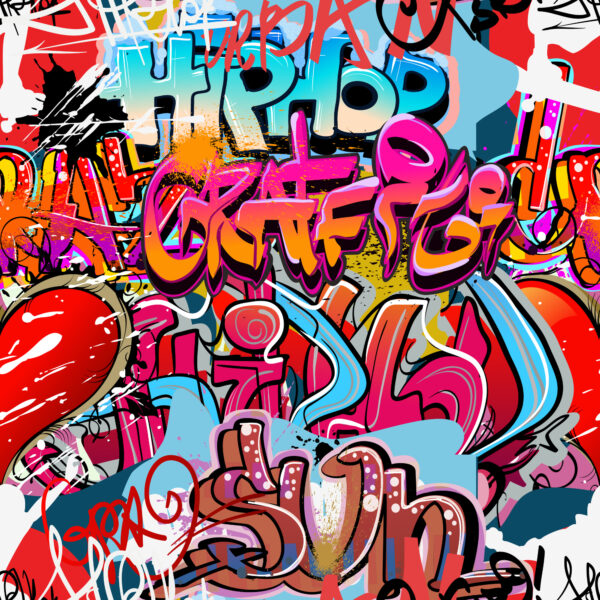 Tapeta Graffiti Z Odcieniami Czerwieni - obrazek 2