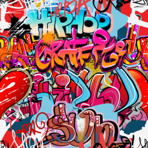 Tapeta Graffiti Z Odcieniami Czerwieni