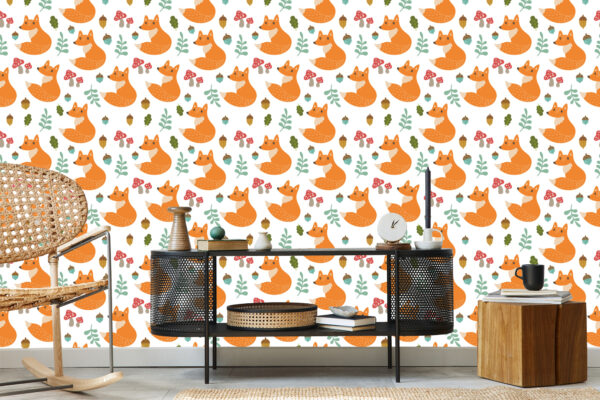 Tapeta Minimalistyczne Lisy Z Liśćmi - obrazek 7