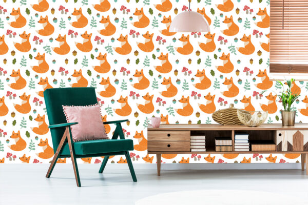 Tapeta Minimalistyczne Lisy Z Liśćmi - obrazek 8