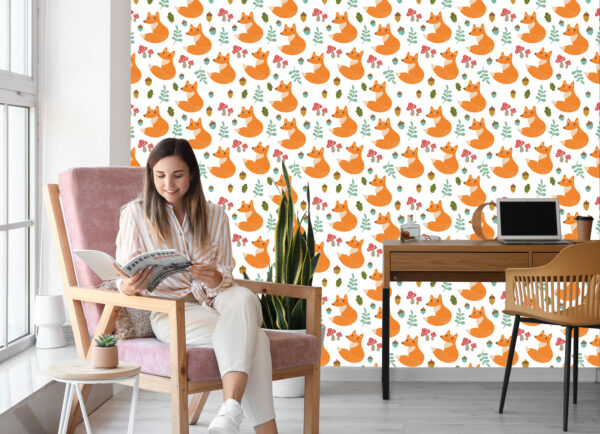 Tapeta Minimalistyczne Lisy Z Liśćmi - obrazek 9