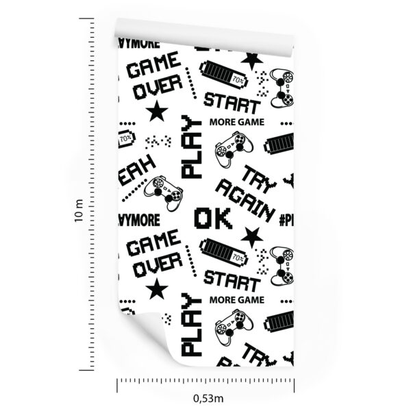 Tapeta Młodzieżowa Czarno-Białe Piksele Napisy 3D - obrazek 3