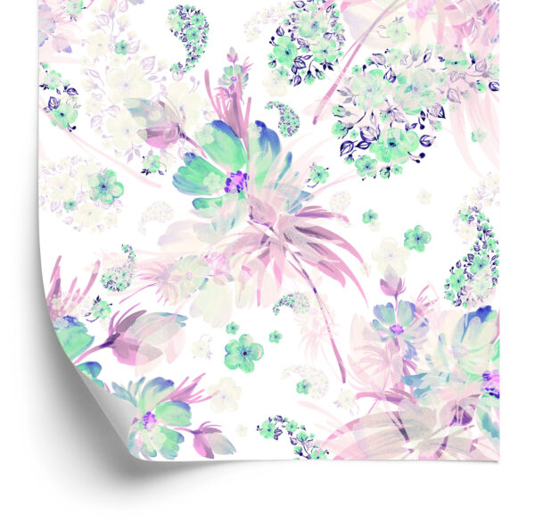 Tapeta Do Sypialni Kwiaty Rośliny Liście Pastelowe - obrazek 4