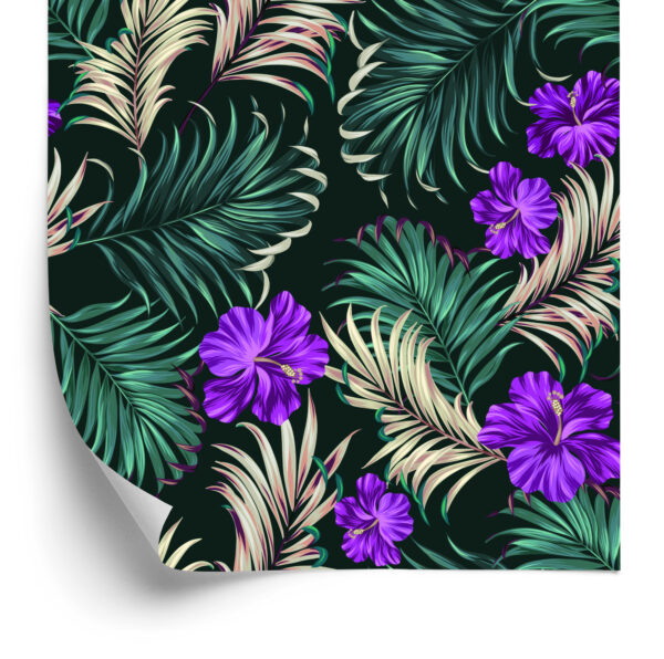 Tapeta Hibiskus Z Tropikalnymi Liśćmi - obrazek 4