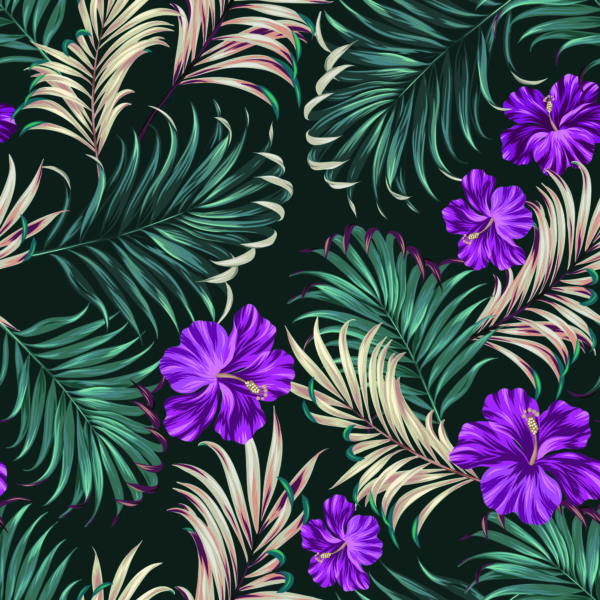 Tapeta Hibiskus Z Tropikalnymi Liśćmi - obrazek 2