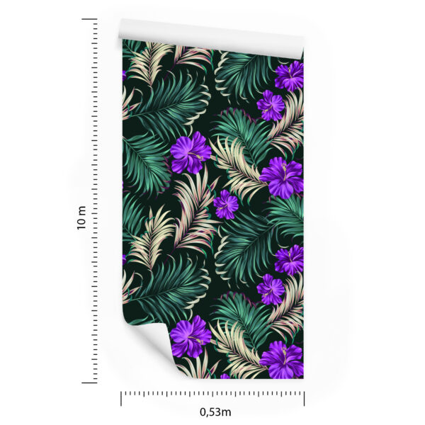 Tapeta Hibiskus Z Tropikalnymi Liśćmi - obrazek 3