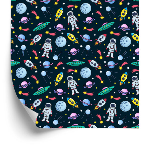 Tapeta Dla Dzieci - Planety, Astronauci, Rakiety I Ufo - obrazek 4