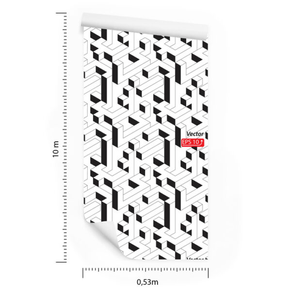 Tapeta Czarno - Biały Wzór Geometryczny - obrazek 3
