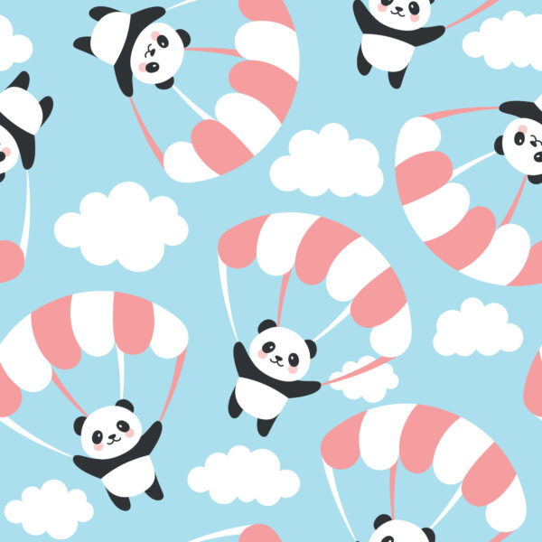 Tapeta Dla Dzieci - Latająca Panda Wśród Chmur - obrazek 2