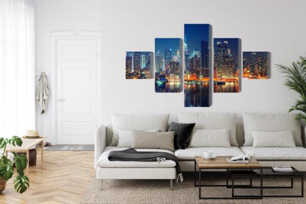 Obraz Wieloczęściowy Panoramiczny Widok Na Manhattan Nocą - obrazek 7
