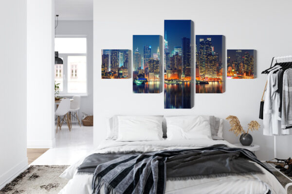 Obraz Wieloczęściowy Panoramiczny Widok Na Manhattan Nocą - obrazek 8