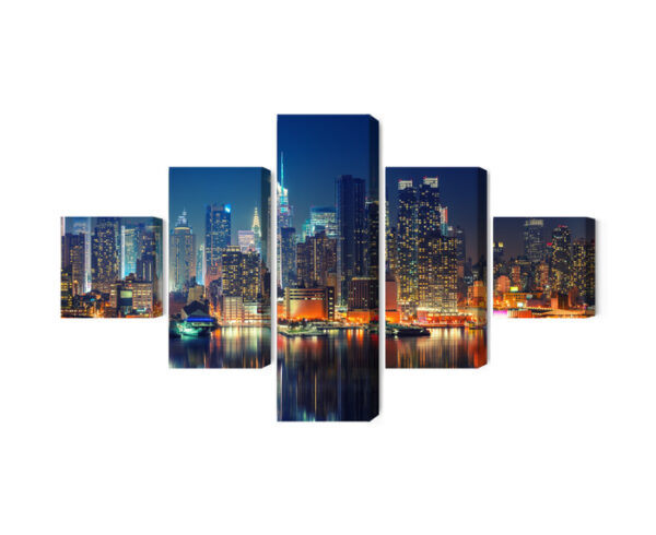 Obraz Wieloczęściowy Panoramiczny Widok Na Manhattan Nocą - obrazek 3