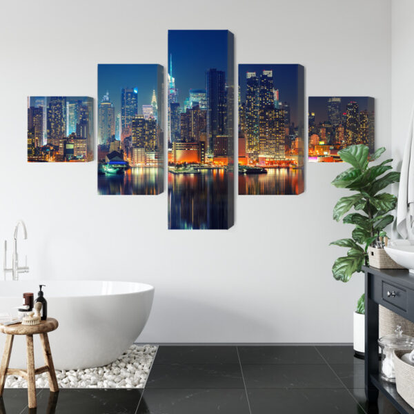 Obraz Wieloczęściowy Panoramiczny Widok Na Manhattan Nocą - obrazek 6