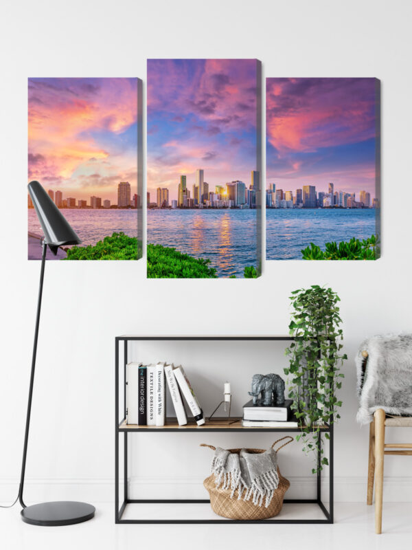 Obraz Wieloczęściowy Panorama Miami Podczas Zachodu Słońca - obrazek 10