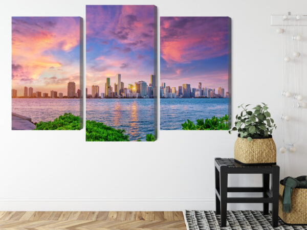 Obraz Wieloczęściowy Panorama Miami Podczas Zachodu Słońca - obrazek 9