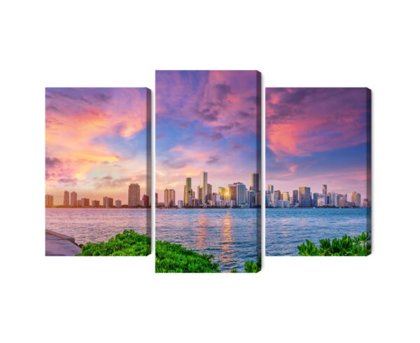 Obraz Wieloczęściowy Panorama Miami Podczas Zachodu Słońca - obrazek 3
