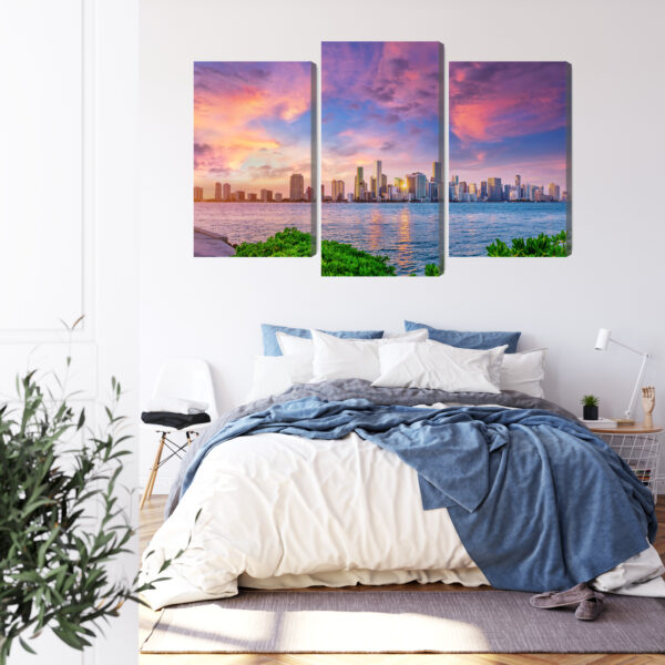 Obraz Wieloczęściowy Panorama Miami Podczas Zachodu Słońca - obrazek 4