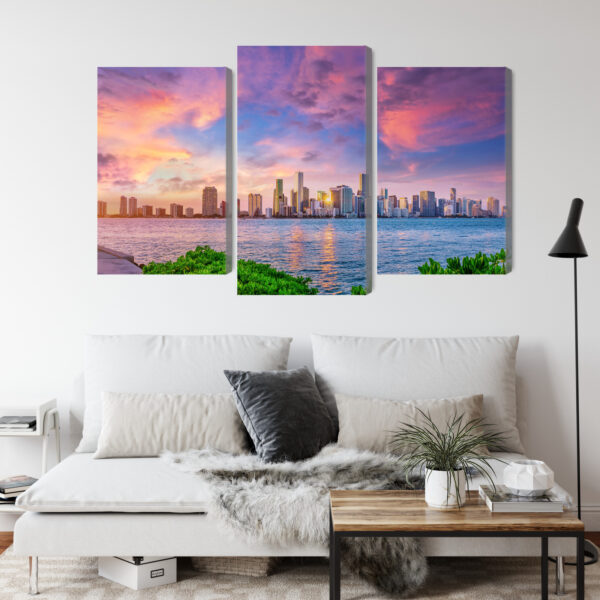 Obraz Wieloczęściowy Panorama Miami Podczas Zachodu Słońca - obrazek 5