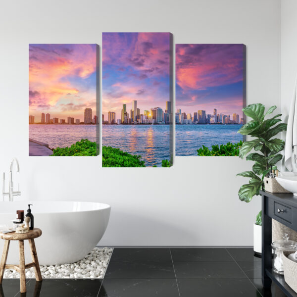 Obraz Wieloczęściowy Panorama Miami Podczas Zachodu Słońca - obrazek 6