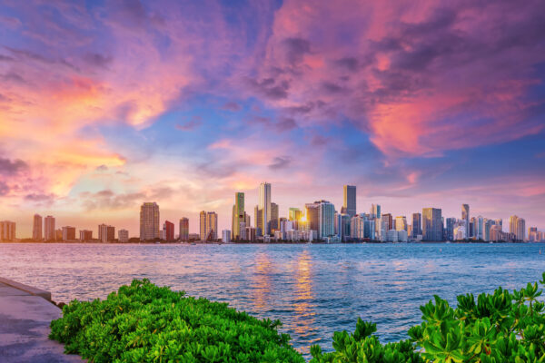 Obraz Wieloczęściowy Panorama Miami Podczas Zachodu Słońca - obrazek 2