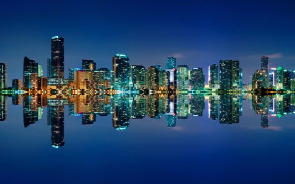 Obraz Wieloczęściowy Panorama Miami Nocą - obrazek 2