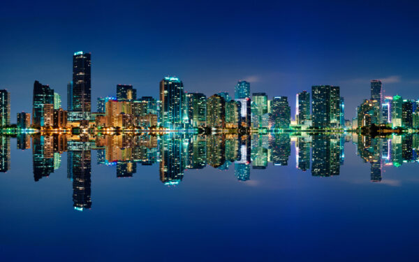 Obraz Wieloczęściowy Panorama Miami Nocą