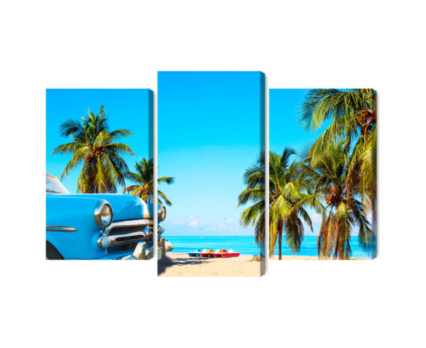 Obraz Wieloczęściowy Varadero Beach Na Kubie I Amerykańskie Auto - obrazek 3