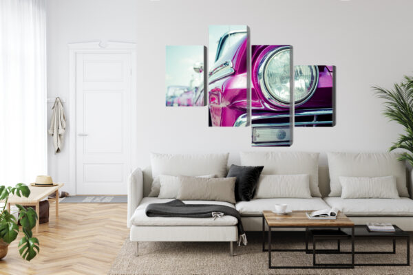 Obraz Wieloczęściowy Reflektor Samochodowy W Stylu Retro Na Kubie - obrazek 7