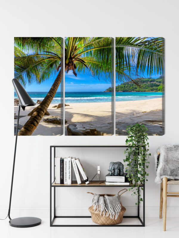 Obraz Wieloczęściowy Tropikalna Plaża Z Palmą 3D - obrazek 10