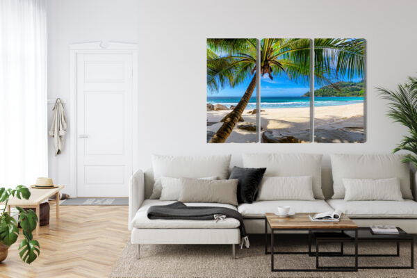 Obraz Wieloczęściowy Tropikalna Plaża Z Palmą 3D - obrazek 7