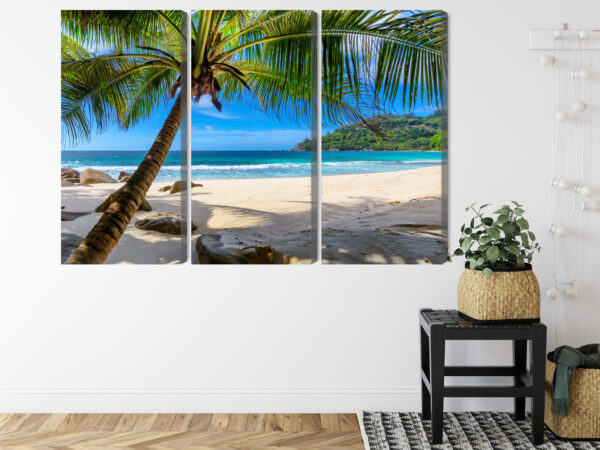 Obraz Wieloczęściowy Tropikalna Plaża Z Palmą 3D - obrazek 9