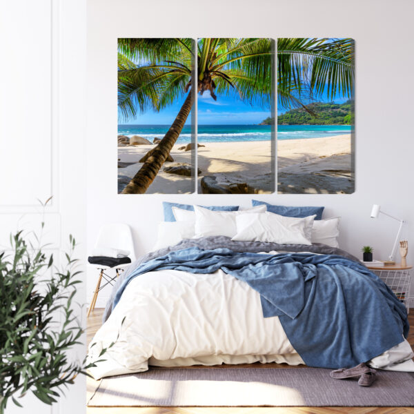 Obraz Wieloczęściowy Tropikalna Plaża Z Palmą 3D - obrazek 4