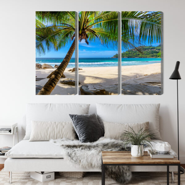 Obraz Wieloczęściowy Tropikalna Plaża Z Palmą 3D - obrazek 5