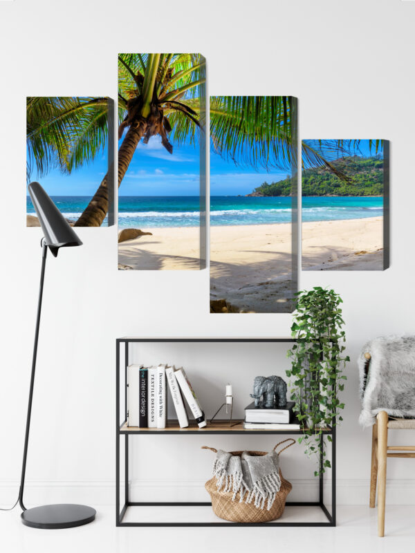 Obraz Wieloczęściowy Tropikalna Plaża Z Palmą 3D - obrazek 10