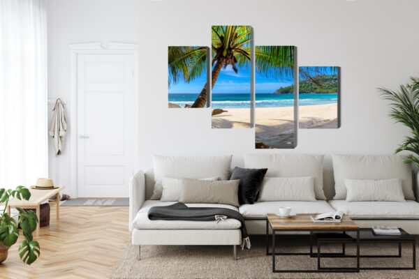 Obraz Wieloczęściowy Tropikalna Plaża Z Palmą 3D - obrazek 7
