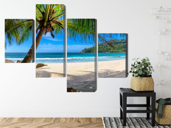 Obraz Wieloczęściowy Tropikalna Plaża Z Palmą 3D - obrazek 9