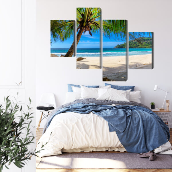 Obraz Wieloczęściowy Tropikalna Plaża Z Palmą 3D - obrazek 4