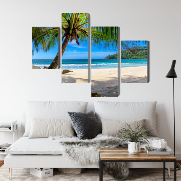 Obraz Wieloczęściowy Tropikalna Plaża Z Palmą 3D - obrazek 5