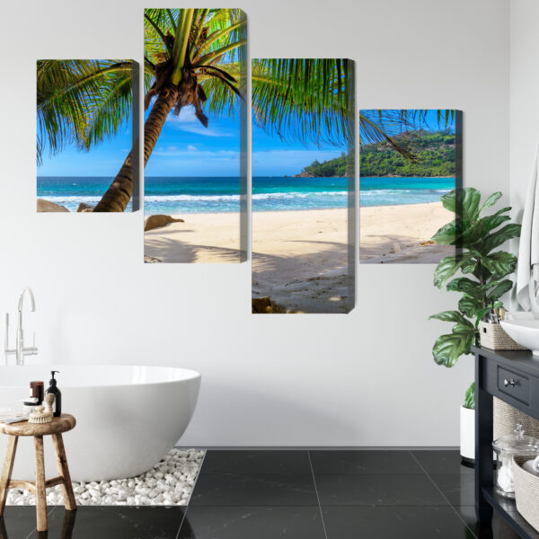 Obraz Wieloczęściowy Tropikalna Plaża Z Palmą 3D - obrazek 6