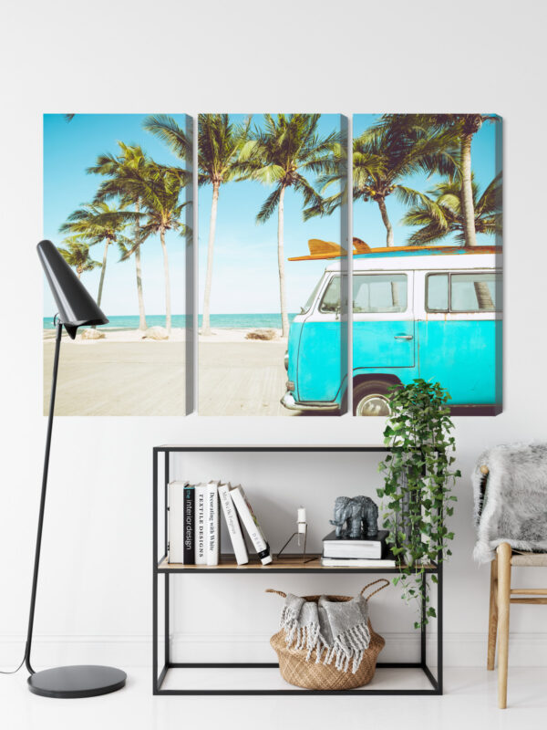 Obraz Wieloczęściowy Retro Samochód Na Plaży 3D - obrazek 10