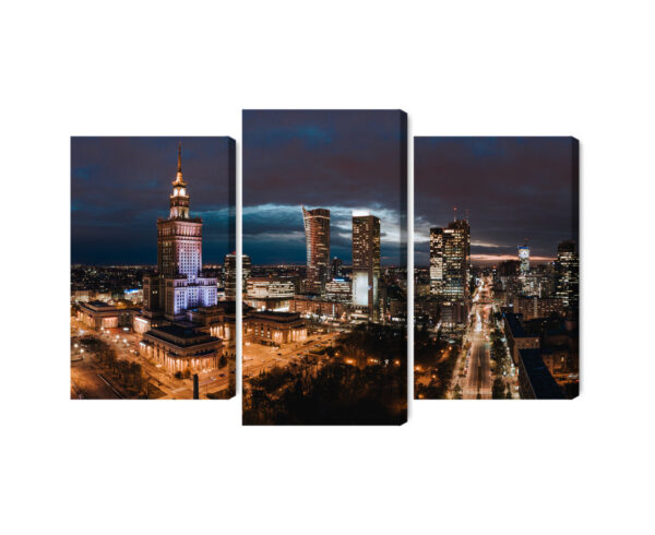 Obraz Wieloczęściowy Panorama Centrum Warszawy Nocą - obrazek 3