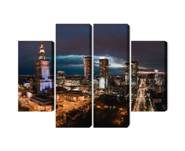 Obraz Wieloczęściowy Panorama Centrum Warszawy Nocą - obrazek 3