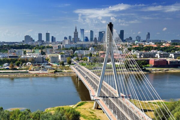 Obraz Wieloczęściowy Most Z Panoramą Warszawy W Tle - obrazek 2